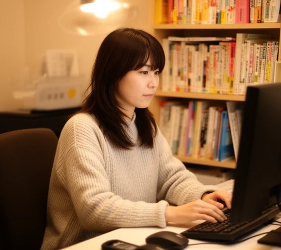 講師がパソコンの前に座っている写真